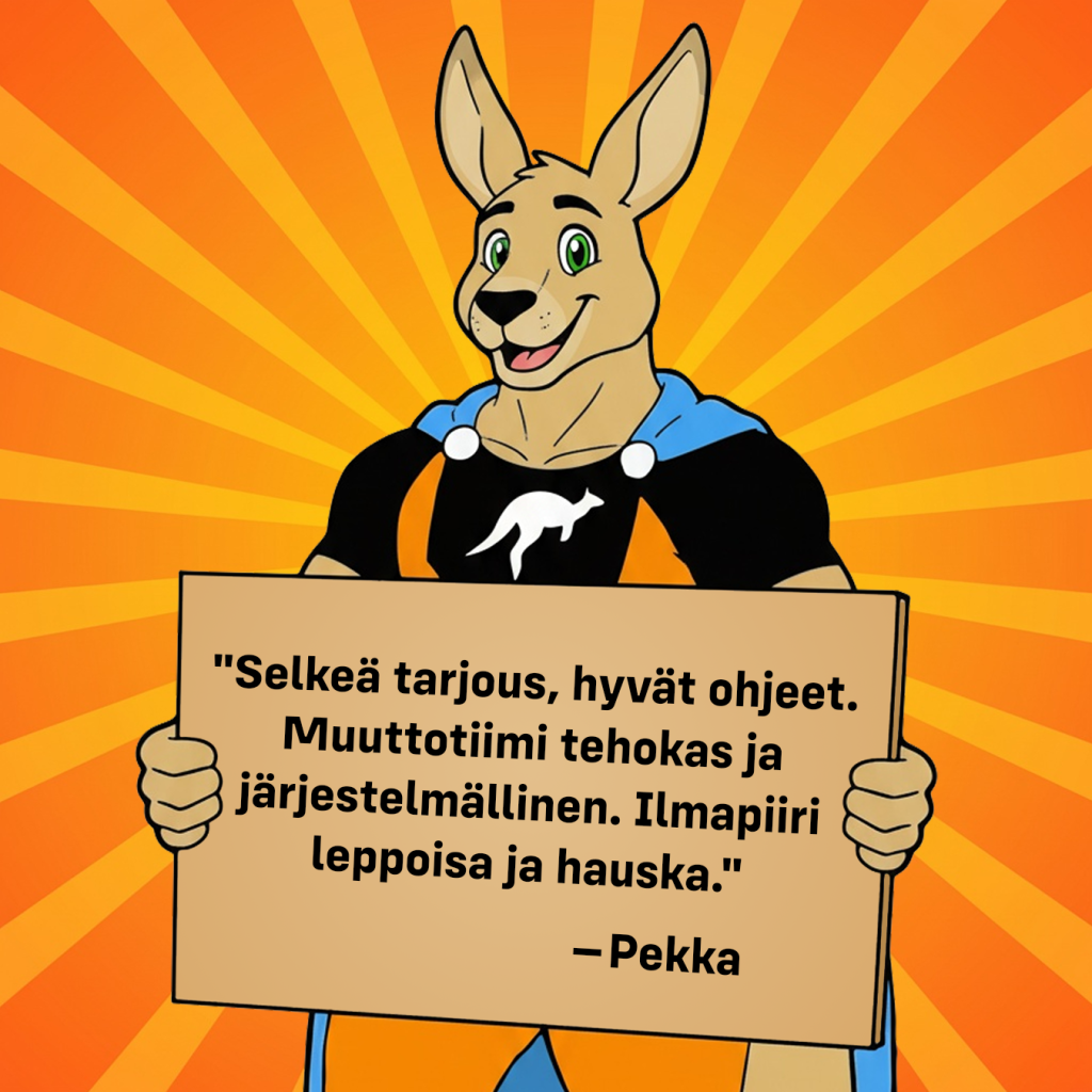Muuttopalvelut Kirkkonummi. Pekka kertoo mitä mieltä hän on Kenguruiden muuttopalvelusta.